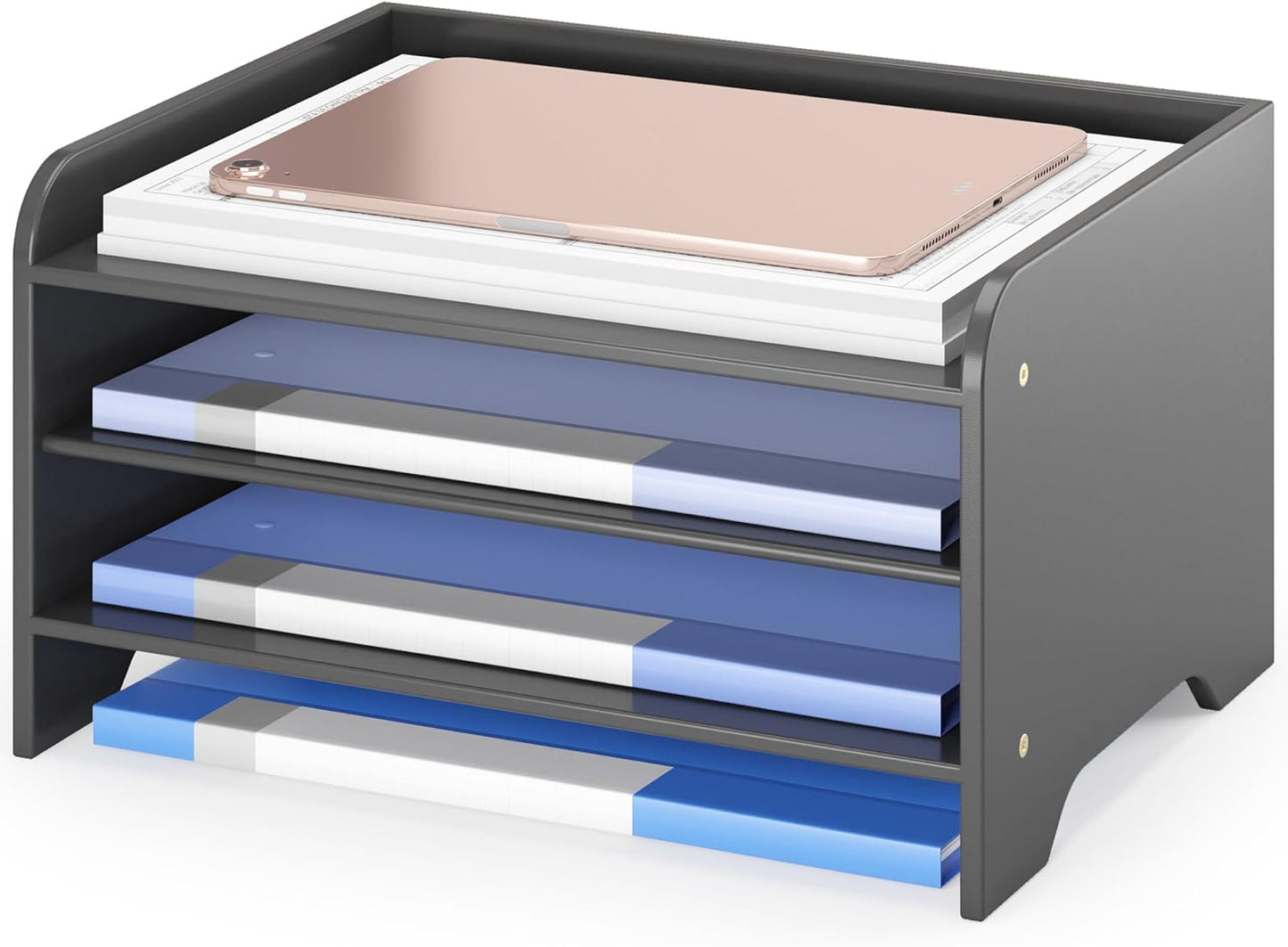 Desk File Organizer 4-Tier Desktop Paper Mail Organizer Document Holder for Home Office Supplies, Office Desk Accessories & Workspace (Nature)