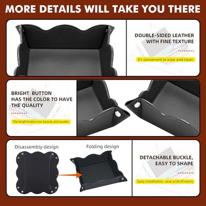 Valet Tray for Men Women - PU Leather Travel Catchall Tray Organizer - Desk Bedside Nightstand Storage Box for Jewelry Key Phone Remote Controller Wallet Watch Glasses Coin Readers -White