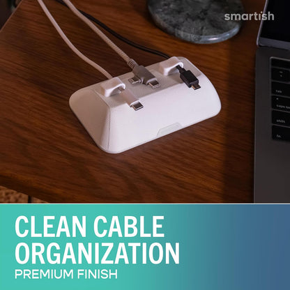 Smartish® Magnetic Cord Holder - Cable Wrangler Organizer with Magnet Clips for Charger Management on Desktop, Nightstand for USB-C + Lightning - Lightly Toasted Beige