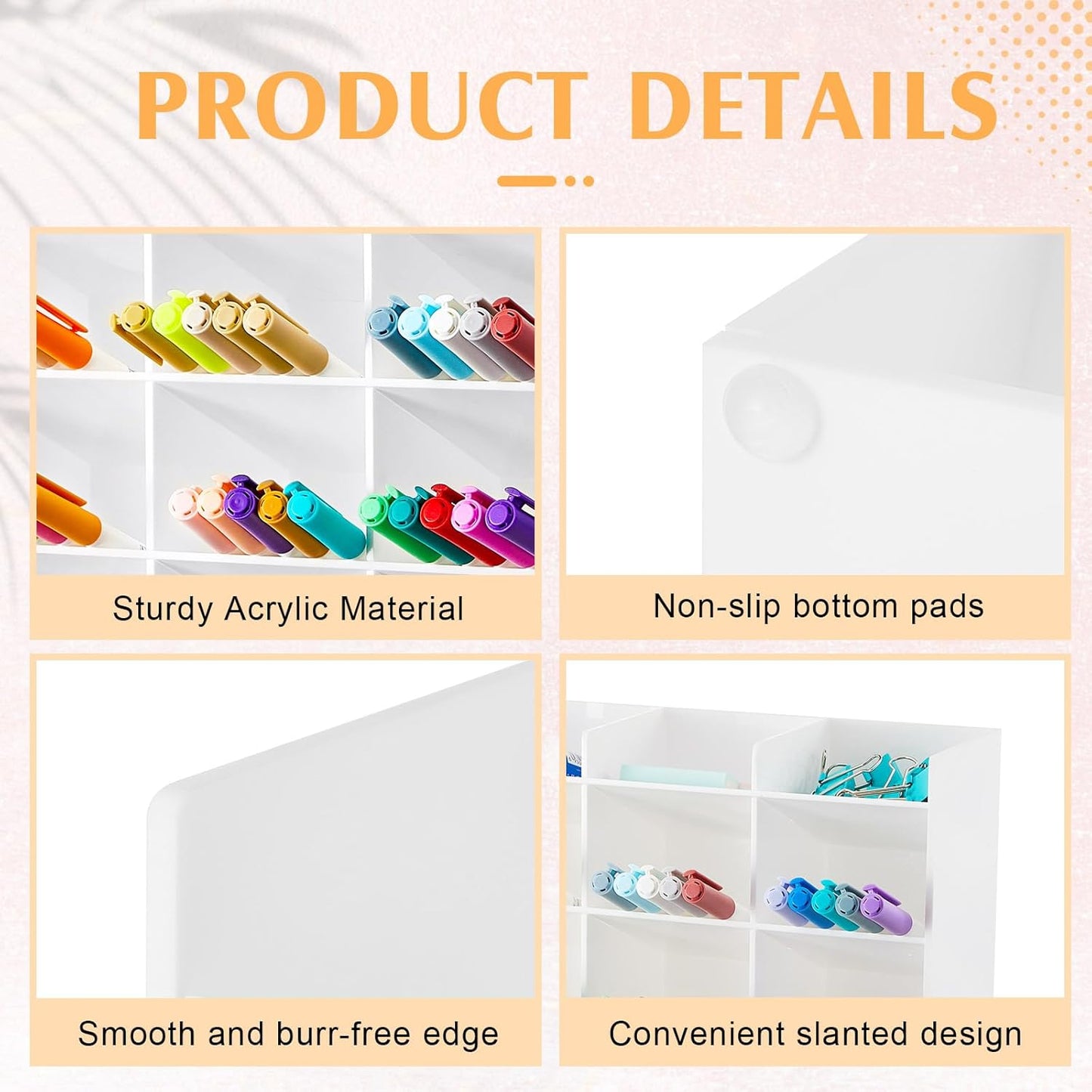 MotiMind Acrylic Pen Organizer Storage for 250 Markers Vertical Marker Organizer Acrylic Pen Display Holder for Office Desk Desktop Stationery Pencil Storage, Clear, 13 x 4 x 12.4 Inch
