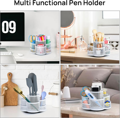 Topwey Pen Holder for Desk, 360 Rotating Pencil Holder, Cup Holder for Desk Office, Desk Organizers and Accessories in Black