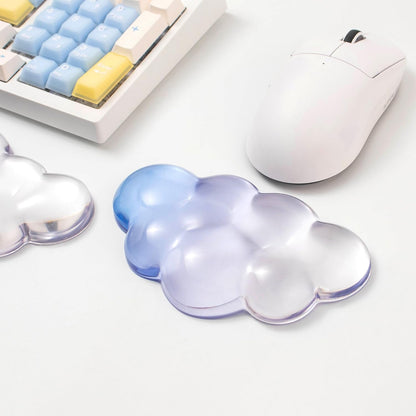 Gel Keyboard Wrist Rest Cloud Set, Clear Ergonomic Wrist Support and Arm Support Keyboard Rest for Typing Pain Relief, with Non-Slip Soft Washable Wrist Rest(Pink Blue)