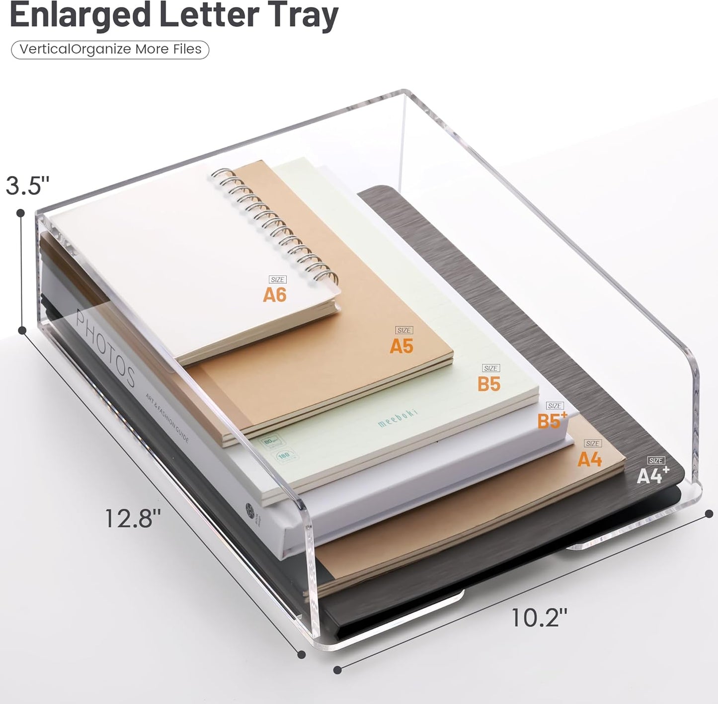 HeZone Paper Organizer Letter Tray, Clear Acrylic Paper Tray, School Teacher Office Supplies Organization, Stackable Desk File Organizer, Classroom Decor and Accessories-2 Pack…