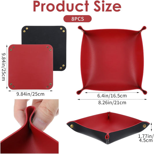 8 Pack Valet Tray PU Leather Jewelry Tray for Women and Man Portable Catchall Travel Storage Dish Plate Key Trays For Entryway Desk Organizer for Phone, Keys, Glasses, Wallet, Earphone, Watch, Coin