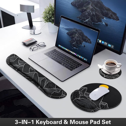 Mouse Pad with Wrist Rest Set, Qomolama 3-in-1 Wrist Support Mouse Pad Set, Floral Gaming Mousepad with Anti-Skid Base,Ergonomic Mouse Pad,Memory Foam Keyboard Gel Wrists Rest