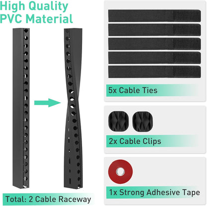 ENONCI Updated Cable Raceway Kit - 77 (5x15.4) Inch Open Slot Wire Covers for Cords, Under Desk Cable Management System to Hide Under Desk/Tv/Computer/Net/Power Cords, (Pack 5)