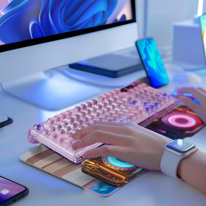 SELORSS Acrylic Keyboard Wrist Rest 98-Key Mechanical Keyboards Ergonomic Palm Rest for Computer Keyboard,Anti-Slip Base,Wrist Pad for Laptop,Office & Home-Easy Typing