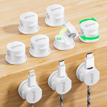 9 Pack Magnetic Cable Clips - gliship [Upgraded 360° Rotatable] Cord Organizer, Strong Magnetic Cord Holder, Adhesive Wire Keeper, Phone Cord Holder, Nightstand Wire Keeper Desk Decor, Tidy Helper