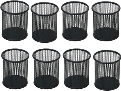 Pen Holder Pencil Holder Mesh Metal Pen Cup Holder Pencil Cup Holder for Desk Office Home Pen Organizer Black, 6 Pack