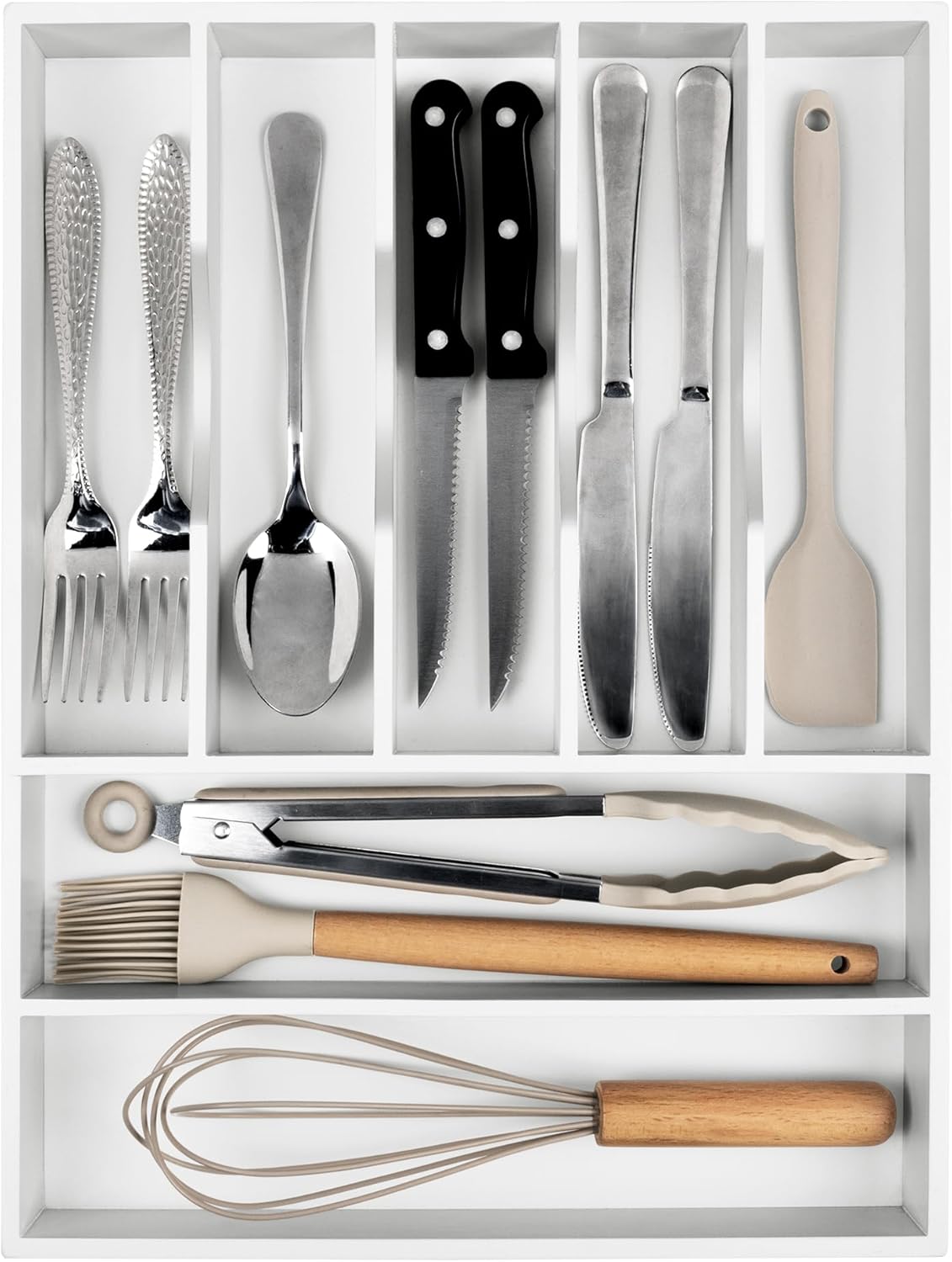 Kitchen Silverware Drawer Organizer and Storage Flatware Cutlery Utensil Holder Spice Rack Containers Bathroom Counter Cabinet Office Desk Makeup Drawer Tray Kitchen and Dining Tools Decor Accessories