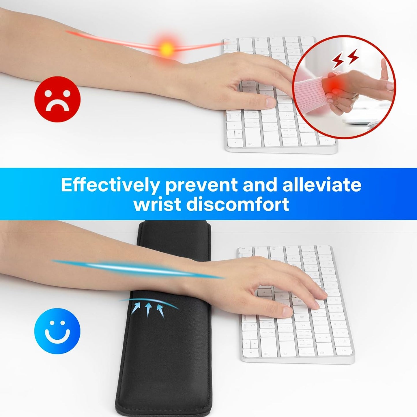 Yolanda Keyboard Wrist Rest Memory Foam, Easy Typing Pain Relief, Keyboard Mouse Pad Set for Computer, Laptop, Home & Office