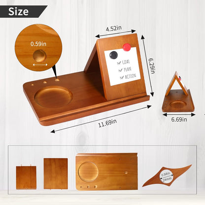 Wood Desktop Book Stand for Reading Rest Birthday and Mothers Day Gifts, Book Page Holder Thumb Bookmark,Magnet Couple Photo or Note, Book Accessories, Triangle Book Nook with Cup for Book Lovers
