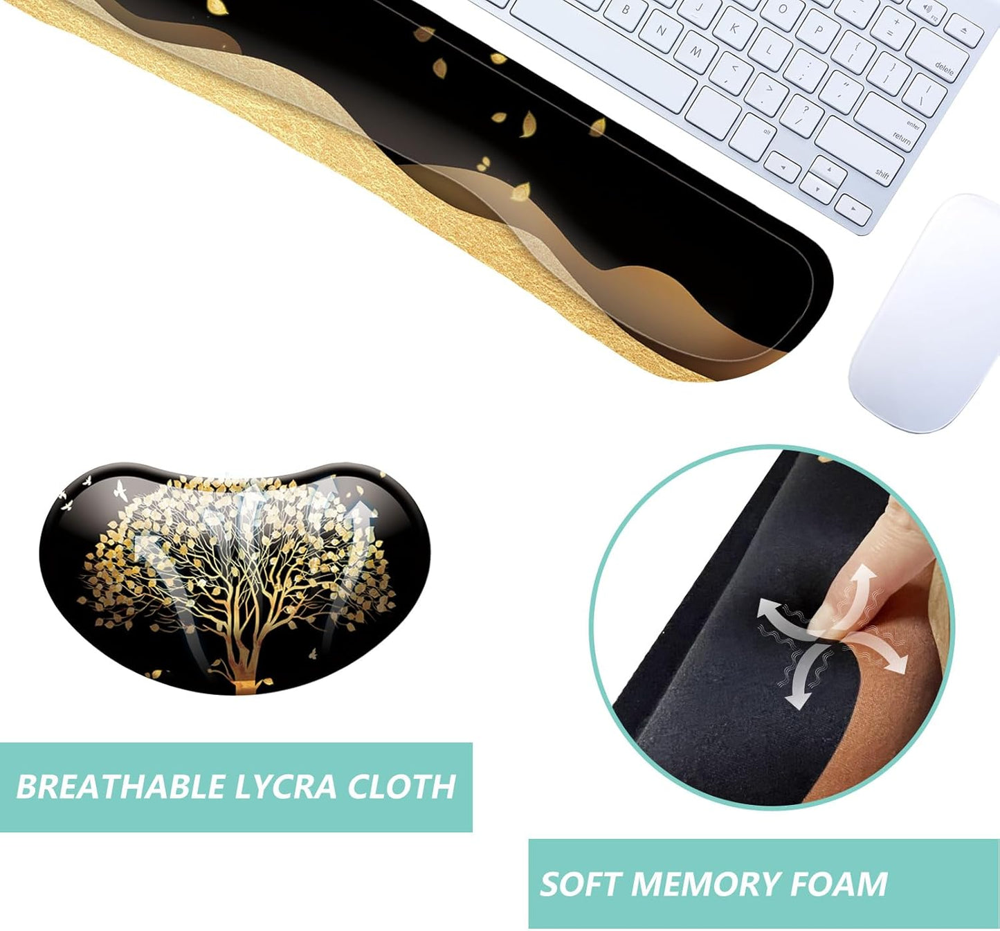 Keyboard Wrist Rest Mouse Wrist Support Set, Memory Foam Wrist Rest Pad for Computer Laptop Keyboard Mouse, Ergonomic Wrist Cushion Support for Typing Pain Relief, Gaming Home Office, Purple