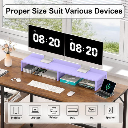 Dual Computer Monitor Stand Riser, Desk Organizers and Accessories, Printer & TV Stand, Desk Shelf, Office Desk Accessories & Desktop Workspace Organizer for Office Supplies, Black