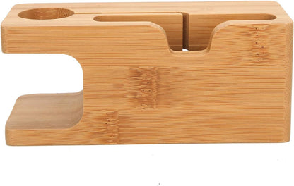 Pssopp Bamboo Charging Station, Wooden Charging Station Desktop Docking Station Organizer for Cellphone Smart Watch Tablet Charging Cables