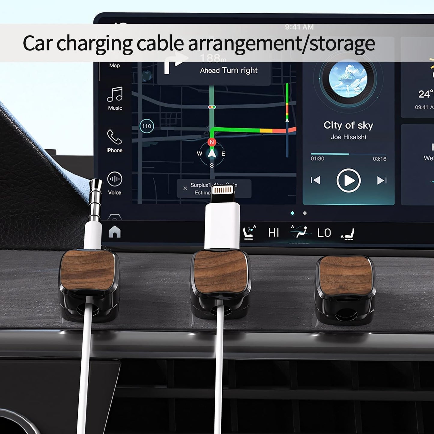 8 Pack Magnetic Cable Clips Cord Holder, Under Desk Cable Management, Adhesive Wire Holder Keeper Organizer for Home Office Desk Phone Car Wall Desktop Nightstand (Walnut Wood)