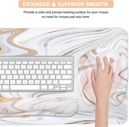 Memory Foam Set Wrist Rest Pad & Mouse Wrist Rest Support,Ergonomic Design for Office,Home,Laptop,Desktop Computer,Gaming Keyboard - Pink