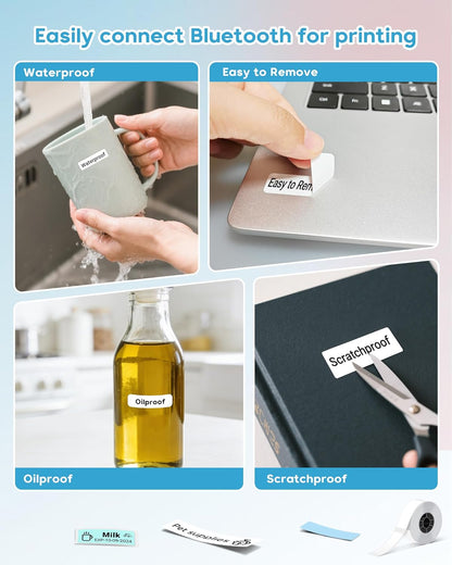 ORGBRO Label Maker Machine with Tape, X1 Portable Bluetooth Mini Label Printer, Support Pre-Cut & Continuous Label, Wireless Small Label Makers with Versatile App for School Home Office Organization