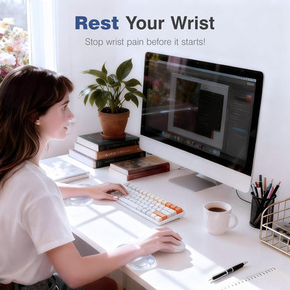 Ospelelf Mouse Pad with Wrist Rest and Ergonomic Gel Keyboard Hand Wrist, Support for Typing Gaming, Relieve Wrist Pain, Cool & Easy to Clean, for Office, Programmer, Home Computer Use, Pink