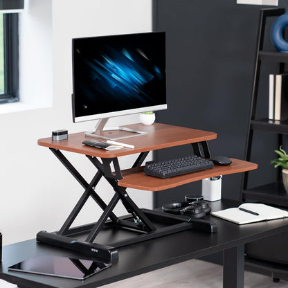 VIVO 26 inch Desk Converter, K Series, Height Adjustable Sit to Stand Riser, Dual Monitor and Laptop Workstation with Keyboard Tray, Black, DESK-V026KB
