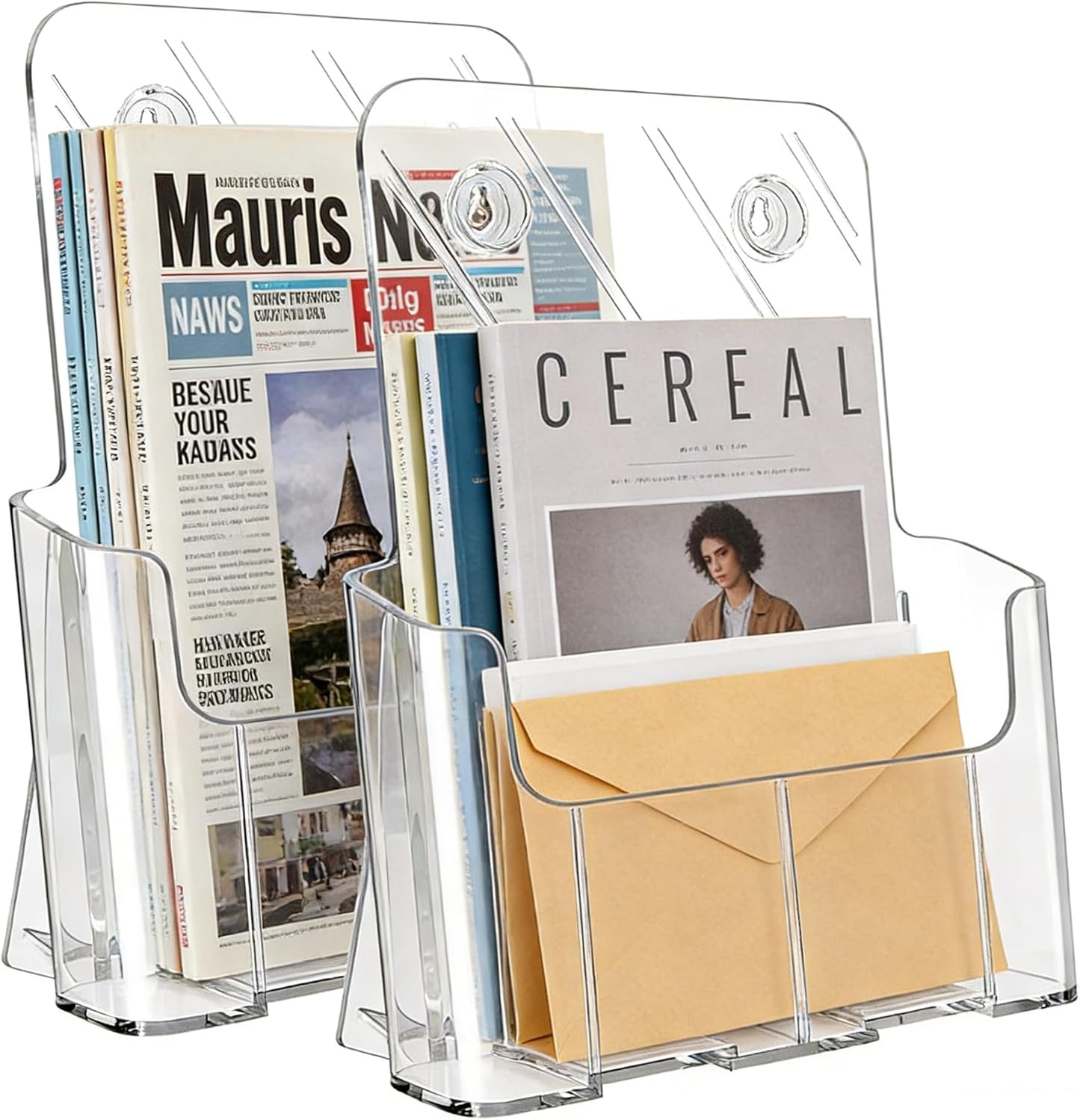 Gawerk 2 Pack Acrylic Brochure Holder 8.5 x 11 inches for Desk or Wall Mount, Clear Flyer Display Stand Plastic Table Stand Sign Literature Holder for Magazines, Menus, Pamphlets, Booklets, Documents