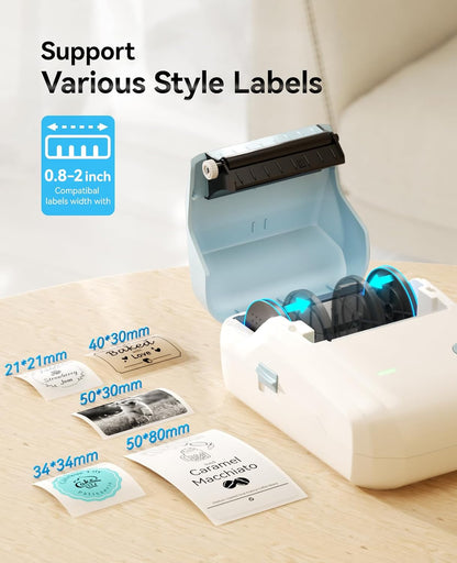 NIIMBOT B1 Label Maker Machine, Thermal Label Printer Easy to Use for Office, Home, Business, Came with 1 Roll White Label(Blue)