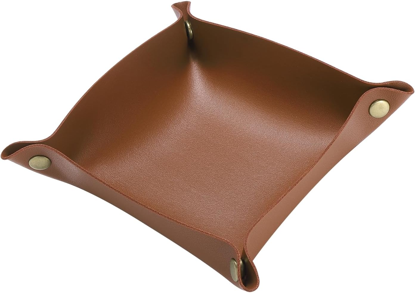 HARFINGTON PU Leather Valet Tray Unisex Folding Small Catchall Tray Portable Entryway Table Tray Nightstand Bedside Desk Tray for Key Wallet Watch Coin Jewelry Dice, Gray