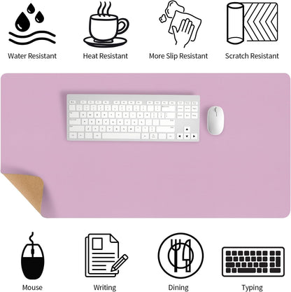 Bloss Leather Desk Pad and Keyboard Wrist Rest, Large Mouse Pad + Keyboard Pad+Mouse Wrist Support, Non-Slip Desk Mat Protector for Office, Home(31.5×15.7 Inches,Beige)