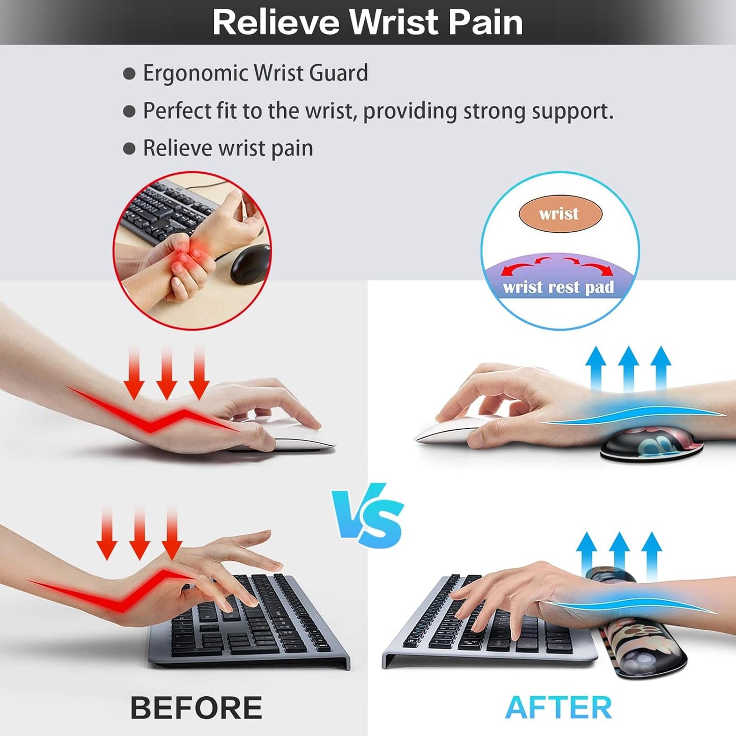 Desk Mat, Large Gaming Mouse Pad with Wrist Rest, 4in1 XXL Mousepad+Keyboard Wrist Rest+Mouse Pad Wrist Support+Cup Coaster Set Ergonomic Floral Computer Desk Arm Wrist for Decor Home Office Women