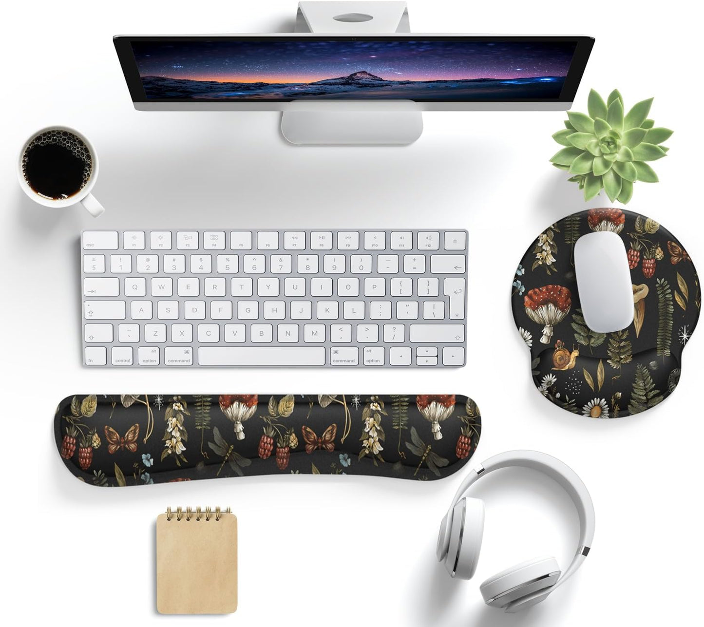 Ghost Book Mousepad with Wrist Rest Halloween Computer Keyboard Mouse Pad Black Cute, Mouse Pad with Wrist Rest for Computer Keyboard, 2 In1 Mousepad with Wrist Support Easy Typing&Relieve Wrist Pai