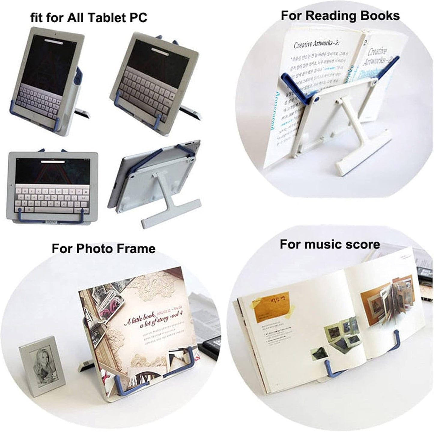 Maydahui Mini Desktop Book Stand Portable Foldable Lightweight Book Rest for Music Score Cookbook Tablet (Max Size 12 X 6 Inches) Ergonomic Reading Posture