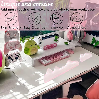 Gel Wrist Rest for Keyboard and Mouse Square Blue Plaid Clear Keyboard Wrist Rest Transparent Ergonomic Cute Checkered Mouse Wrist Pad Silicone Non-Slip Support for Computer Laptop Gaming Home Office