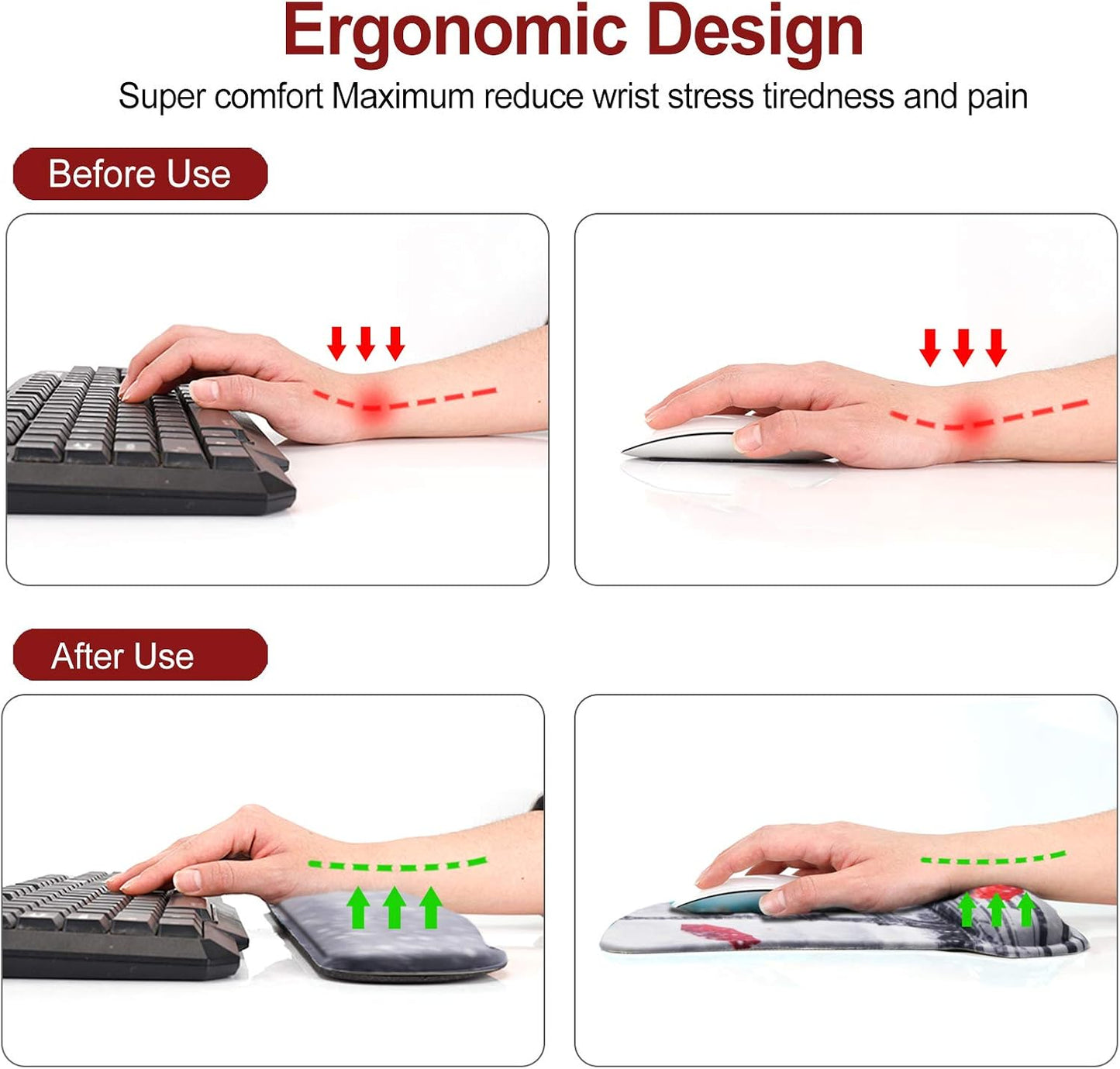 Keyboard Wrist Rest Pad Ergonomic Mouse Pad Set, ToLuLu Gel Mouse Pad Wrist Support for Computer Laptop, Mousepad Keyboard Wrist Support with Memory Foam for Easy Typing Pain Relief, Van Gogh Painting