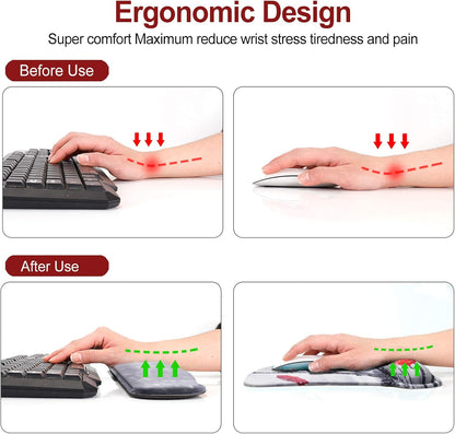 Keyboard Wrist Rest Pad Ergonomic Mouse Pad Set, ToLuLu Gel Mouse Pad Wrist Support for Computer Laptop, Mousepad Keyboard Wrist Support with Memory Foam for Easy Typing Pain Relief, Van Gogh Painting
