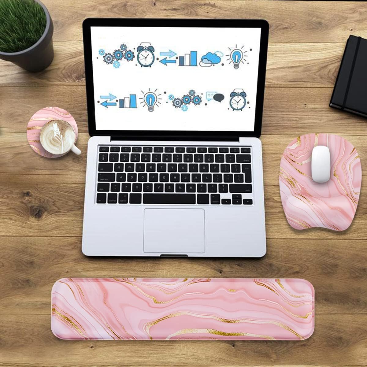 Memory Foam Set Wrist Rest Pad & Mouse Wrist Rest Support,Ergonomic Design for Office,Home,Laptop,Desktop Computer,Gaming Keyboard - Pink
