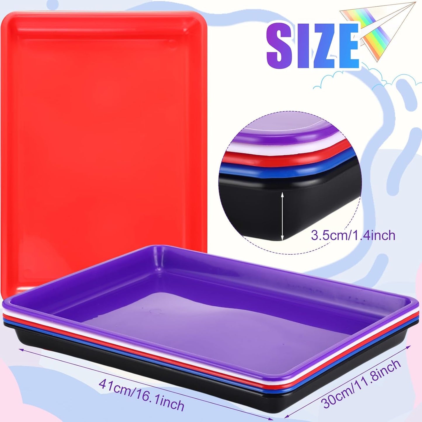 Hoteam 10 Pcs Flat Storage Organizer Tray Bin Paper Tray for Classroom Plastic Stackable File Organizer for School Office Teacher Book Organization(Clear,13.78 x 9.84 x 3.15 Inch)