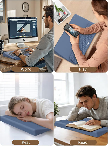 2-in-1 Ergonomic Keyboard Stand with Wrist Rest, Comfy Keyboard Riser Holder with Massage Design, Black