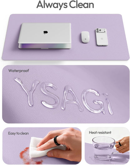 YSAGi Leather Desk Protector, Office Mat, Large Mouse Mat, Non-Slip PU Leather Blotter, Laptop Pad, Waterproof Writing Pad for Office and Home (Light Pink, 23.6" x 13.8") - Colors A