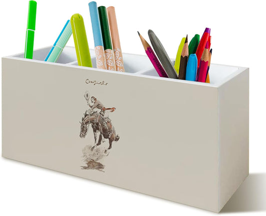 Trendy Funny Leopard Pen Pencil Holder Organizer for Desk, Cheetah Room Decor, Preppy Girly Y2k Aesthetic Cheetah Wooden Box Block Sign for Home Office Tabletop Decor