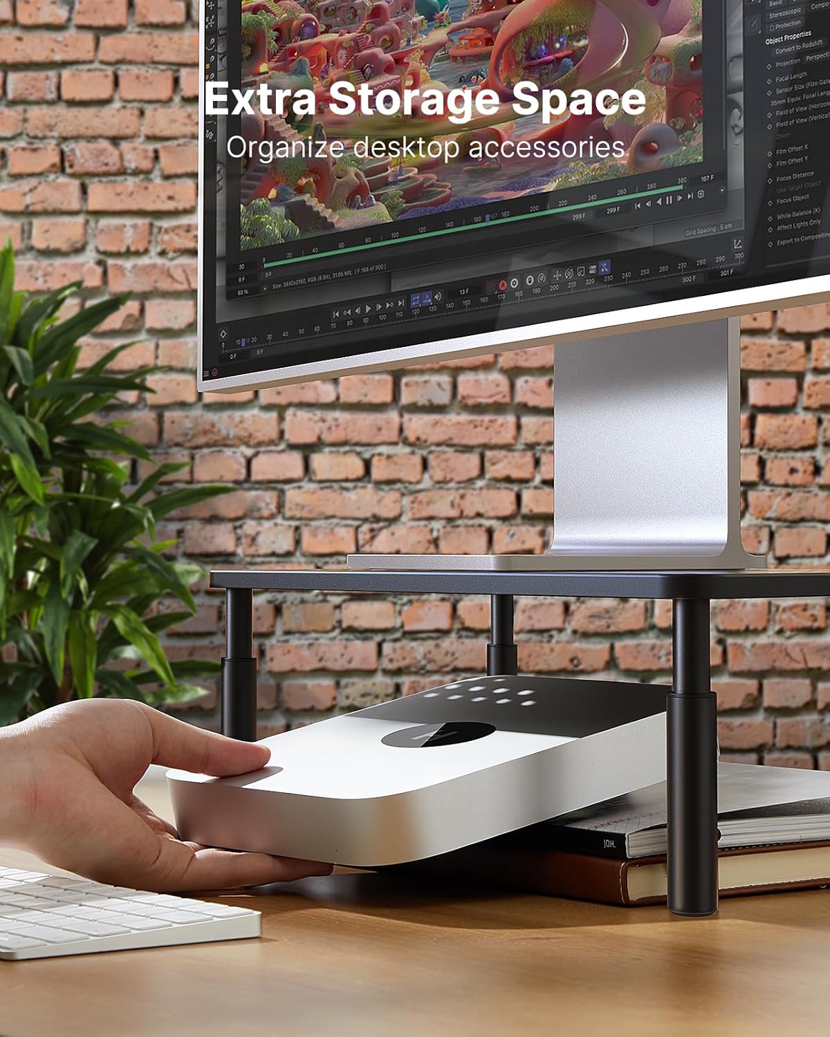 HUANUO Monitor Stand, Monitor Stand Riser 3 Height Adjustable, Monitor Riser with Airflow Vents, Laptop Stand for Desk, Laptop Riser, Desk Organizer for Monitor, 15.6" Laptop, PC, Printer