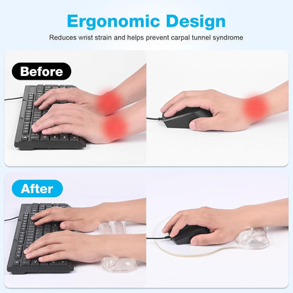 Gel Mouse pad & Keyboard Wrist Rest Set, Ergonomic Keyboard and Mousepad with Wrist Support, Keyboards Wrist Rest, Computer Keyboards Pad, Cooling Gel Blue