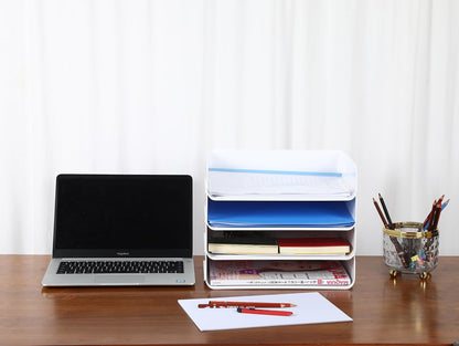 3 Tiers Stackable A4 Paper Trays, Office Desk File Holder, Tidy File Document Letter Book Paper Organizer (3 Tiers,Clear)