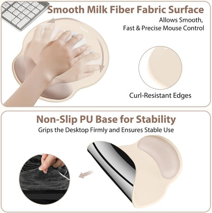 Sushret Mouse Pad and Keyboard Wrist Rest, 3-in-1 Gel Memory Foam Ergonomic Mouse Pad with Wrist Rest Set,Gaming Mousepad Arm Cushion Support for Computer Office Desk Accessories Cute Setup,Sage Green