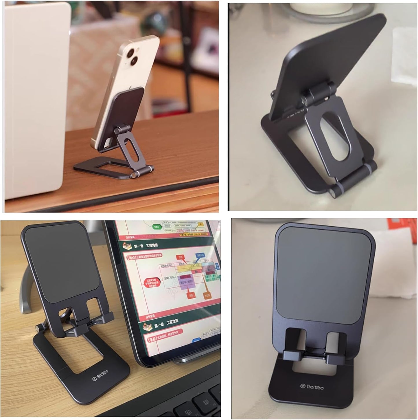 Foldable Phone Stand, Compact Aluminum Mini Cell Phone Holder for Desk,Desktop Portable & Adjustable Folding Metal Tablet Stand for iPad mini,Tablet and Cellphone
