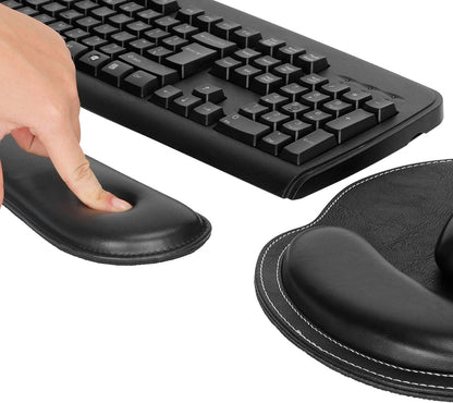 RICHEN Ergonomic PU Leather Keyboard Wrist Rest and Mouse Pad with Wrist Support, Memory Foam Set for Computer/Laptop,Gaming and Office, Comfortable for Easy Typing & Pain Relief (PU Brown)