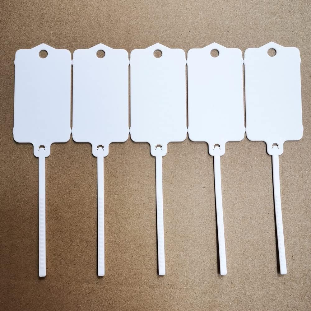 100pcs Reusable Blank Plastic Tags Ties Key Tags 1.45"*2.48" Serrated Tension Sealing Strap with Large Label Plastic Tie Mark Label Waterproof Hang Sign Write on Tag (Red, 100pcs)