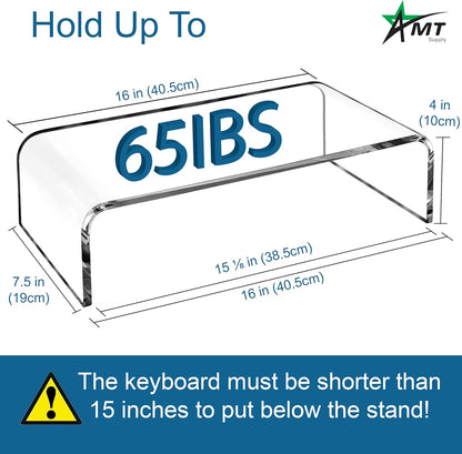 AMT Premium Acrylic Clear Monitor Stand Laptop/PC/Multimedia Monitor Riser for Home Office