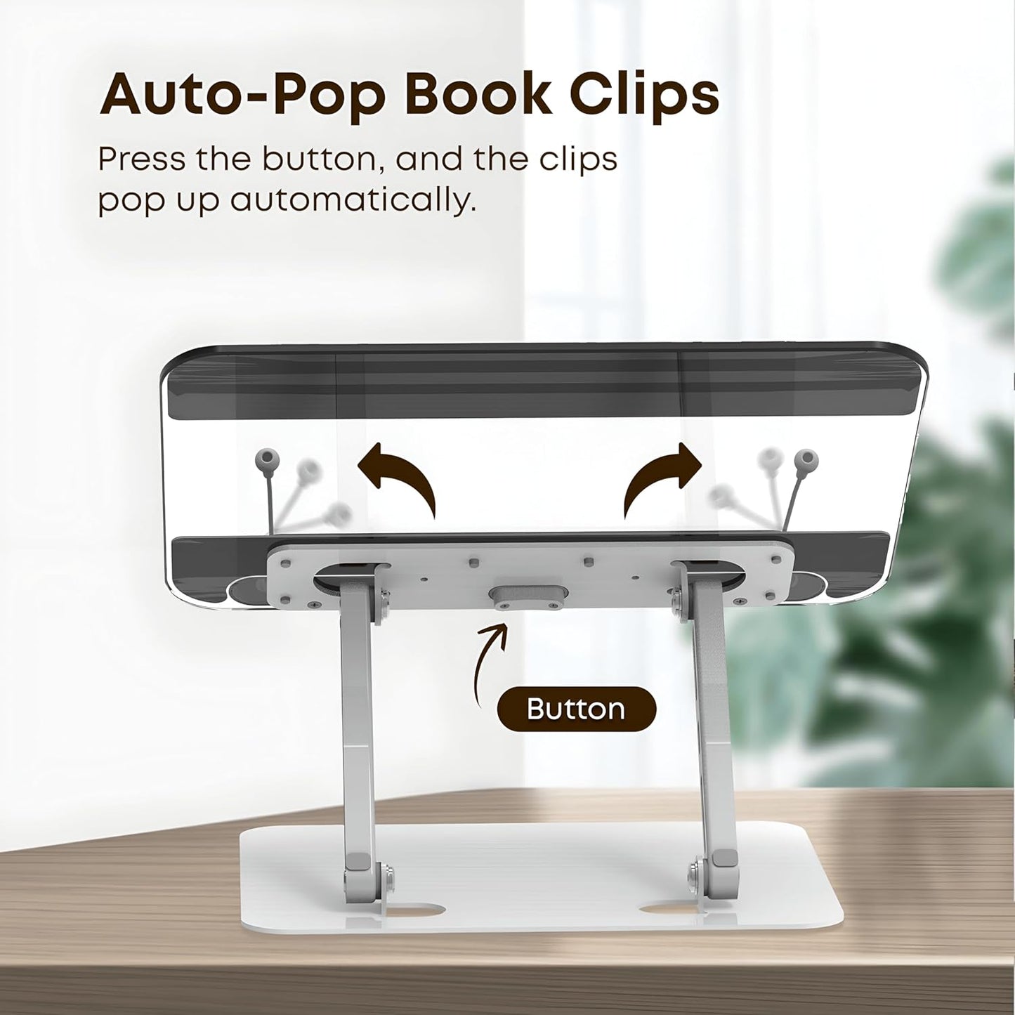 Amazon BESIGN Acrylic Book Stand for Reading, Adjustable Holder with Rotating Base & Page Clips, Foldable Desktop Stand for Textbooks, Cookbooks, Laptops, Tablets, Music Sheets, Recipes