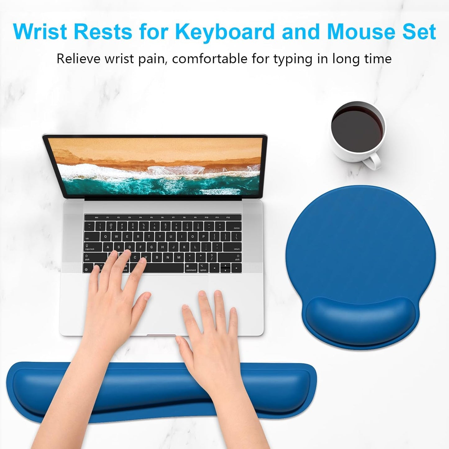 Dapesuom Keyboard Wrist Rest and Mouse Pad with Wrist Support, Cute Memory Foam Cushion for Keyboard and Mouse Set, Ergonomic Desktop Pad Rests with Non Slip Base for Easy Typing & Pain Relief, Pink