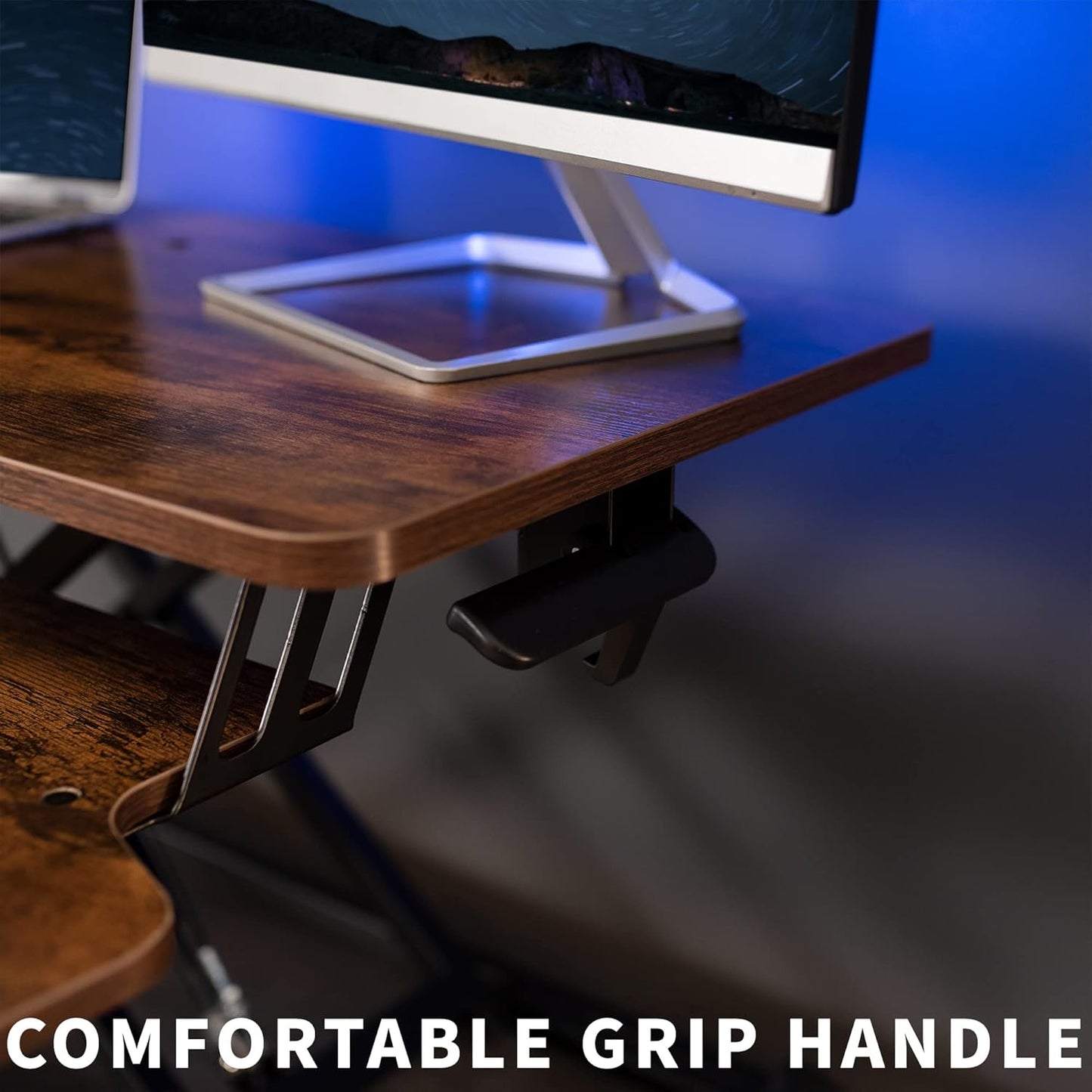 VIVO 26 inch Desk Converter, K Series, Height Adjustable Sit to Stand Riser, Dual Monitor and Laptop Workstation with Keyboard Tray, Black, DESK-V026KB